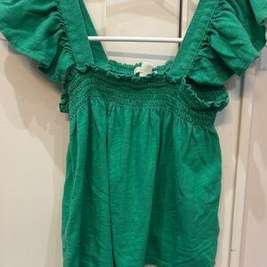 J. Crew Girls Green Ruffled Top